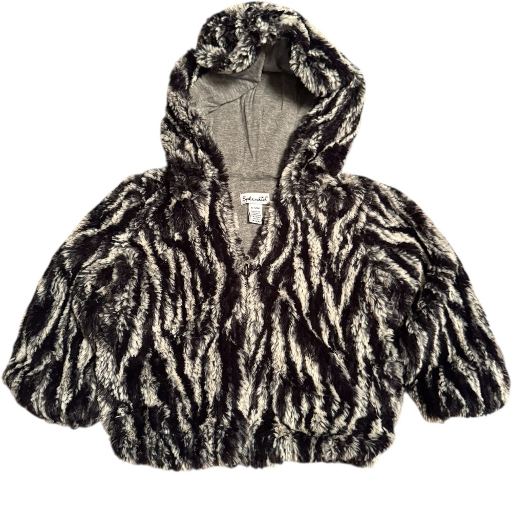 Splendid Baby Faux Fur Zebra Print Zip Hoodie Jacket 6–12M
